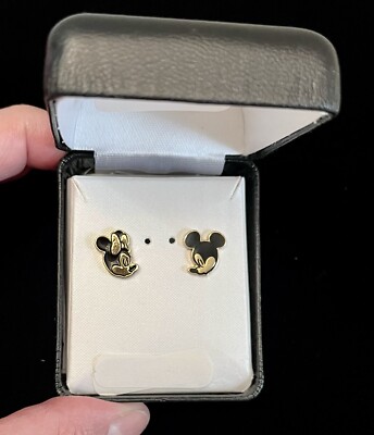 Disney Jacmel JCM Mickey And Minnie Mouse Gold Tone Stud Earrings