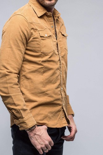 Brooks Corduroy Snap Shirt In Gold - Picture 5 of 6