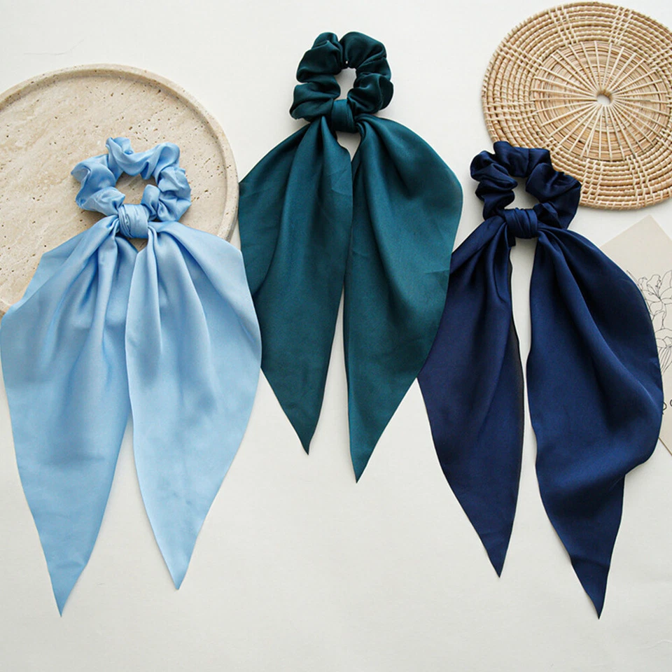 Bufanda elástica cola de caballo moño cuerdas elásticas para el cabello corbata cinta corbata prohibición↔ Foto 3 de 4