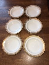 Set Of 6 T&V TRESSEMANN & VOGT Limoges France Porcelain BERRY BOWLS Greek Key VG