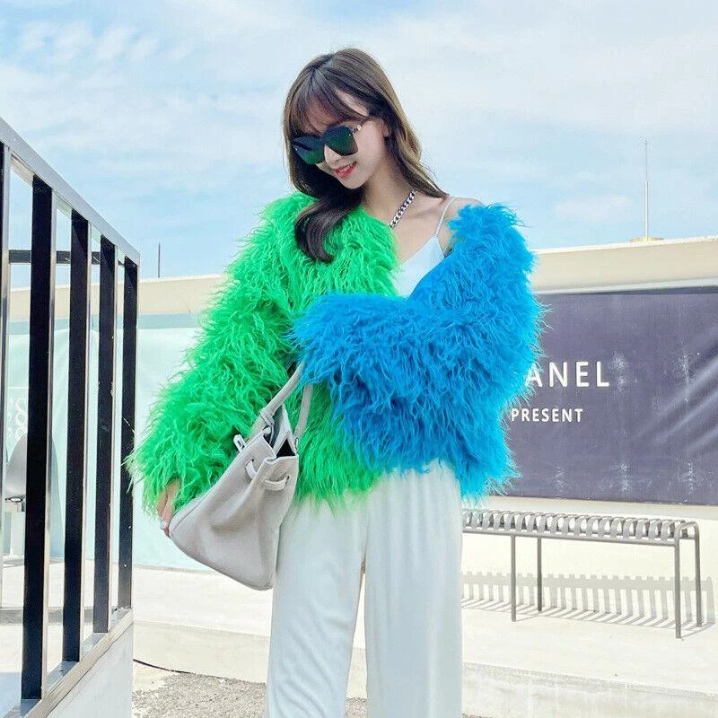 Colourful faux shop fur jacket