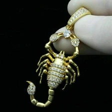 2.5 Ct Round Diamond Scorpion Horoscope Charm Pendant Men's 14k Yellow Gold Over