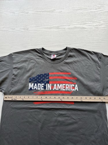 Made In America T Shirt Mens XLarge Gray USA Graphic Flag Logo New - Picture 7 of 9