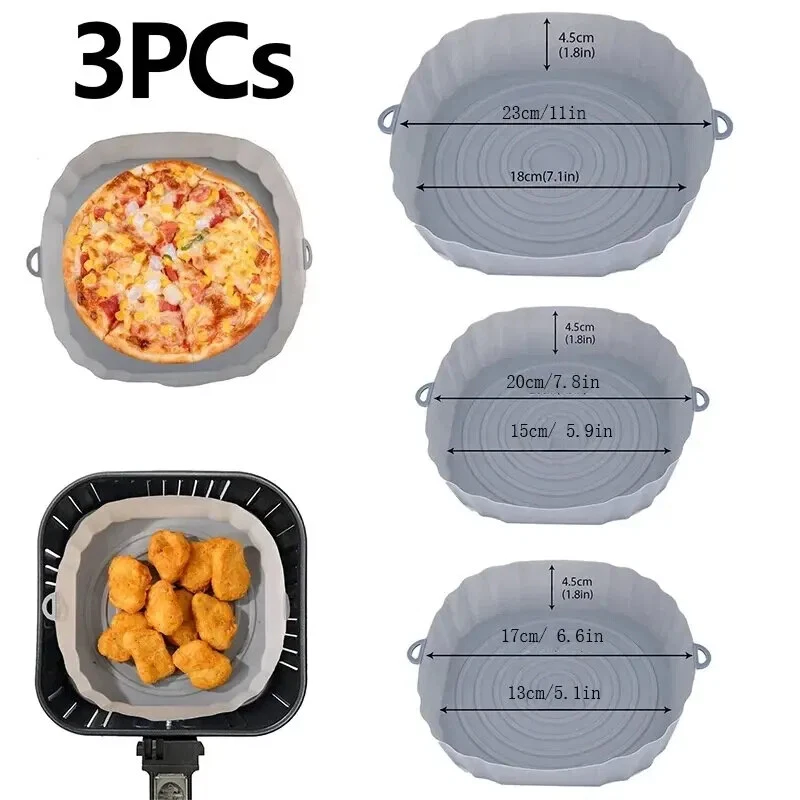 Air Fryer Silicone Baking Tray Non-Stick Reusable Round Mat Oven Microwave New