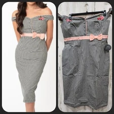 UNIQUE VINTAGE Black & White Gingham Heartbreaker Wiggle Dress PLUS Size 4X**NWT