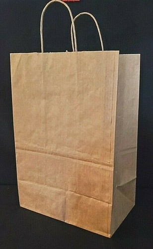 Natural Brown Paper Party Gift Bag With Paper Handles 11" Tall x 8" W - Picture 5 of 5
