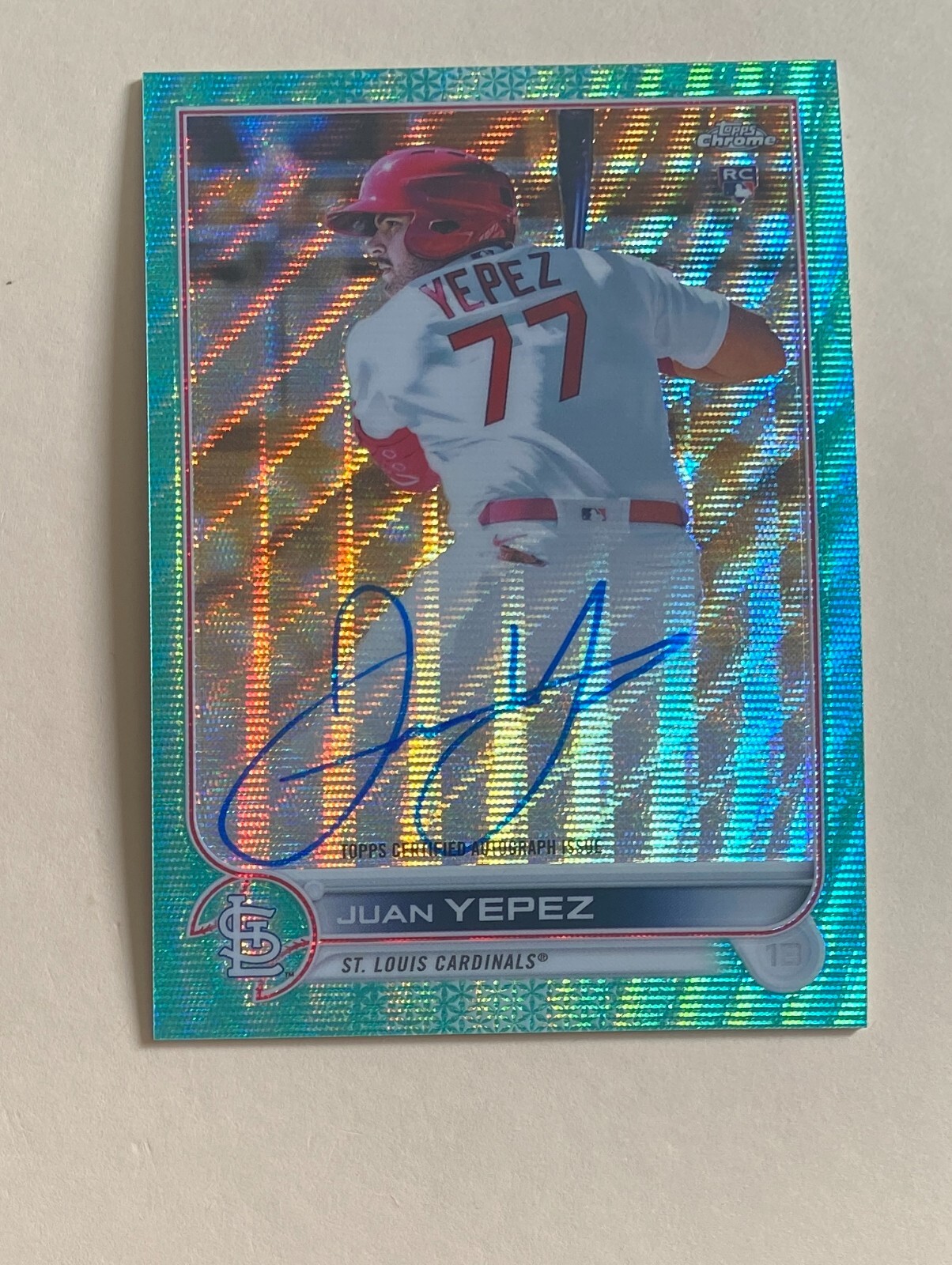 2022 Topps Chrome Rookie Auto Aqua Wave Refractors #RAJY Juan Yepez /199 #X1265