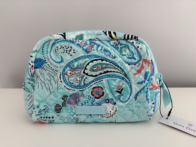Vera Bradley NWT Iconic Medium Cosmetic Makeup Bag PAISLEY WAVE  Sea Life/Ocean