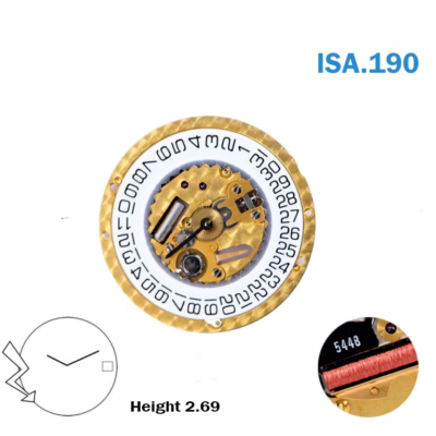 ISA 190 SWISS🇨🇭 MADE, 2Hands, White Date Disk at 3, 
