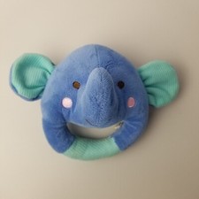 Fisher Price 2015 Boys Blue Teal Fleece Elephant Baby Rattle Plush Toy