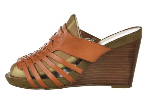 Franco Sarto Hillary Womens Shoes Size 6.5 Orange Sandal Wedges Leather Heels - Picture 1 of 6