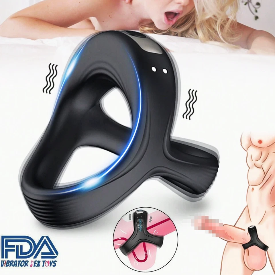 Vibrating Cock Ring USB Rechargeable Penis Ring Vibrator Couple Male Sex Toys