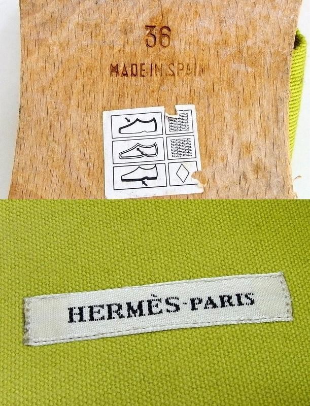 HERMES Four-Toe Canvas Cross Strap Sandals, Size 36, US6, Lime Green, Women's thumbnail 18