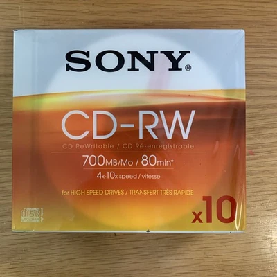 SONY - CD-RW - 700MB/80min - x10 - NEW SEALED - Image 1 of 4