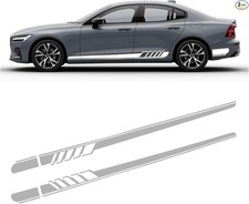 2 PCS Car Body Racing Style Long Stripes Decals, 88.58" x 4.52" Racing White