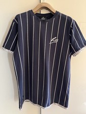 BEE INSPIRED Size Medium Blue & White Striped  Regular Fit T-Shirt Tee