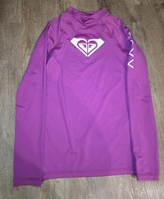 CUTE ROXY Purple Pink Long Sleeve Rash Guard T Shirt Swimming Top Girls 12 Large