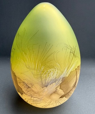 Eierformig Lampenschirm Osterndeko Ambiente Zwiesel Glas Satin Splash grün gelb
