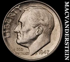 1947-D Silver Roosevelt Dime - Scarce  Better Date  No Reserve  #J8731