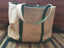 L.L. Bean vintage Boat and Tote canvas bag 14  x 17  green, zipper