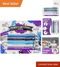 Funny Demotivational Pens 5-Pack Set: Sarcastic Office Humor  Black Ink