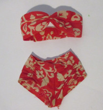 BARBIE...VINTAGE 1964 BARBIE IN HAWAII RED WHITW FLORAL SWIM SUIT...TAG