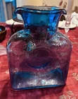 Blenko Blue Turquoise Glass Double Spout Water Bottle Pitcher Vase