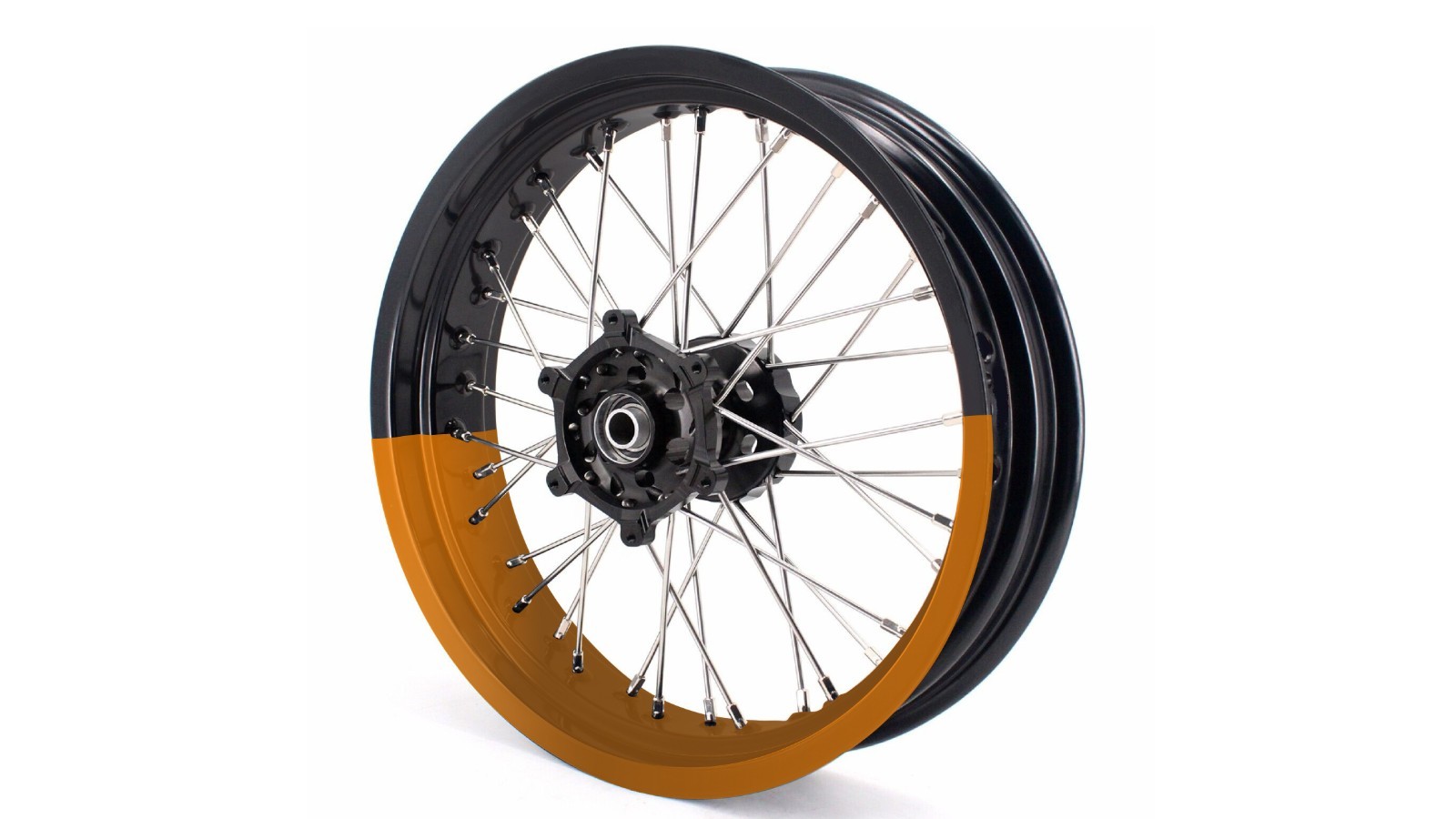 Supermoto Wheel 17" 36H Rim Orange Black 50/50 Graphics Kit Bike Front Rear Wrap