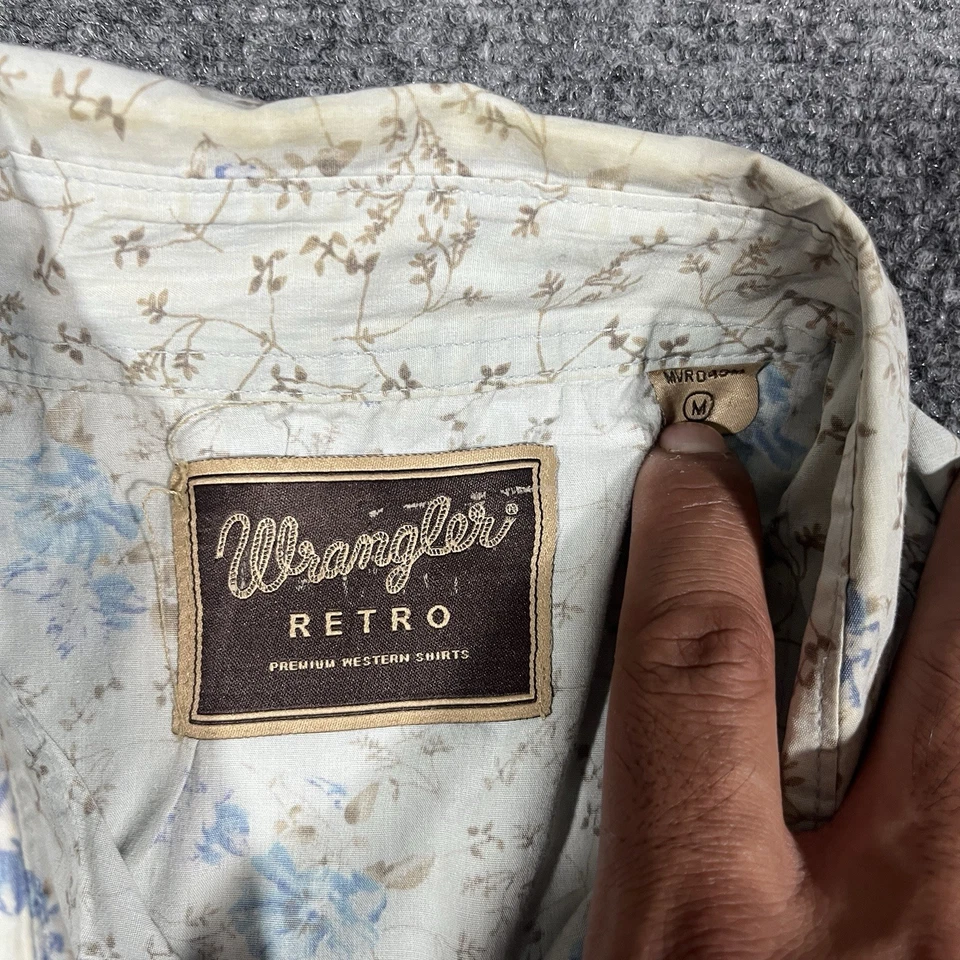 Camisa Retro Wrangler Para Hombre Mediana Western Snap Floral Vaquero Foto 3 de 4