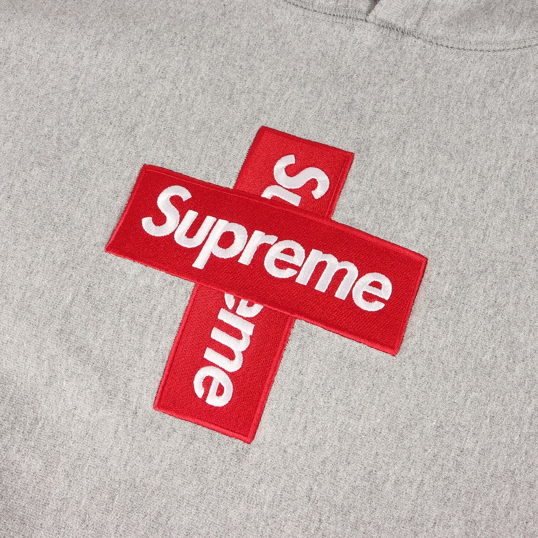 Supreme Hoodie Heather Grey Sz: S 20AW Crossbox Logo Sweatshirt Used BEEG-0 thumbnail 4