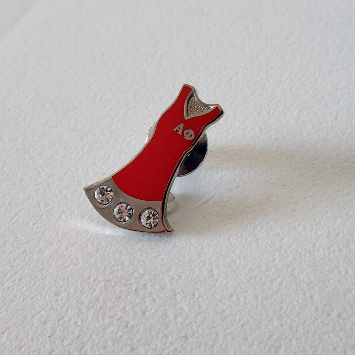 alpha phi red dress pin Alpha Phi Sorority Red Dress Lapel Hat Jacket Pin Rhinestones - ΑΦ ~