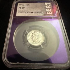 1960 Roosevelt 90% Silver Dime 10c NGC PF69 Trader Bea Purple Core Proof