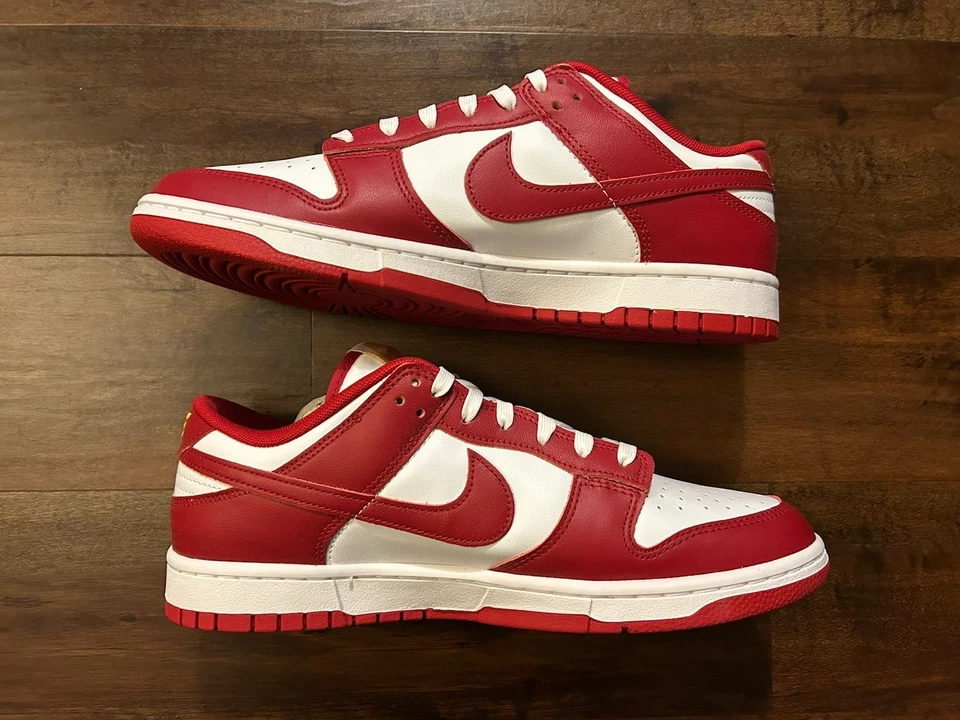 Nike Hombres Dunk Low Retro Blanco Gimnasio Rojo DD1391-602 Tenis Zapatos Talla 10.5 NUEVO Foto 4 de 4