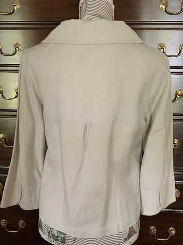 Larry Levine Leinenmischung 3/4 Ärmel Kragen JACKE Größe Small (S) Beige Neu ohne Etikett - Bild 3 von 11