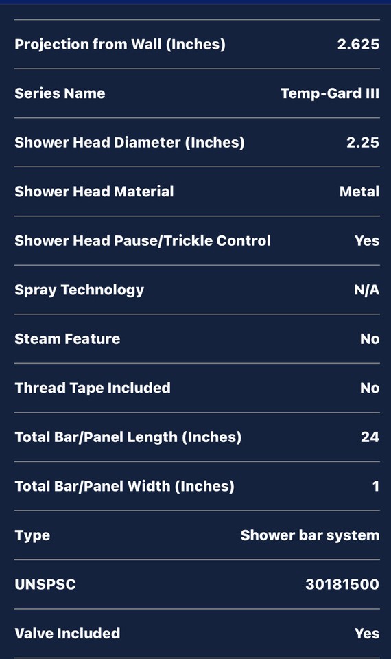Zurn Z7300SSMTHW Temp Gard Shower Unit with Wall Slide bar & 2