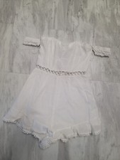 Fashion Nova Strapless White Romper Women's Size S Small READ COND Lace