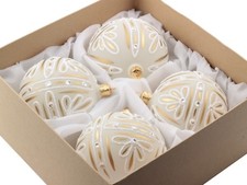 4 blown glass Christmas tree ornaments frost handmade in Czech