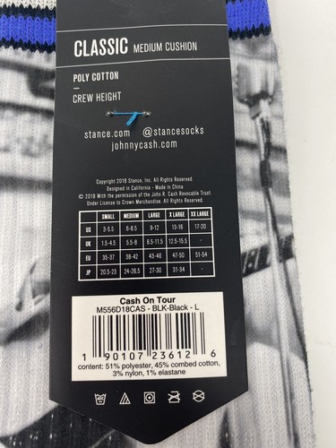 'On Tour' Calcetines STANCE Johnny Cash Talla MEDIANA - NUEVOS CON ETIQUETAS - Imagen 8 de 8