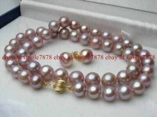 Genuine 8-9mm Natural Lavender Freshwater Pearl Necklace 20" Earrings Set