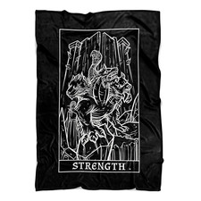 Image of Strength Tarot Card Persephone Cerberus Blanket Goth Halloween Decor (80" x 60")