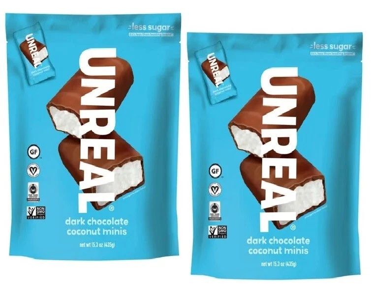2 bags Unreal Dark Chocolate Coconut Mini Bars 15.34 oz Best By