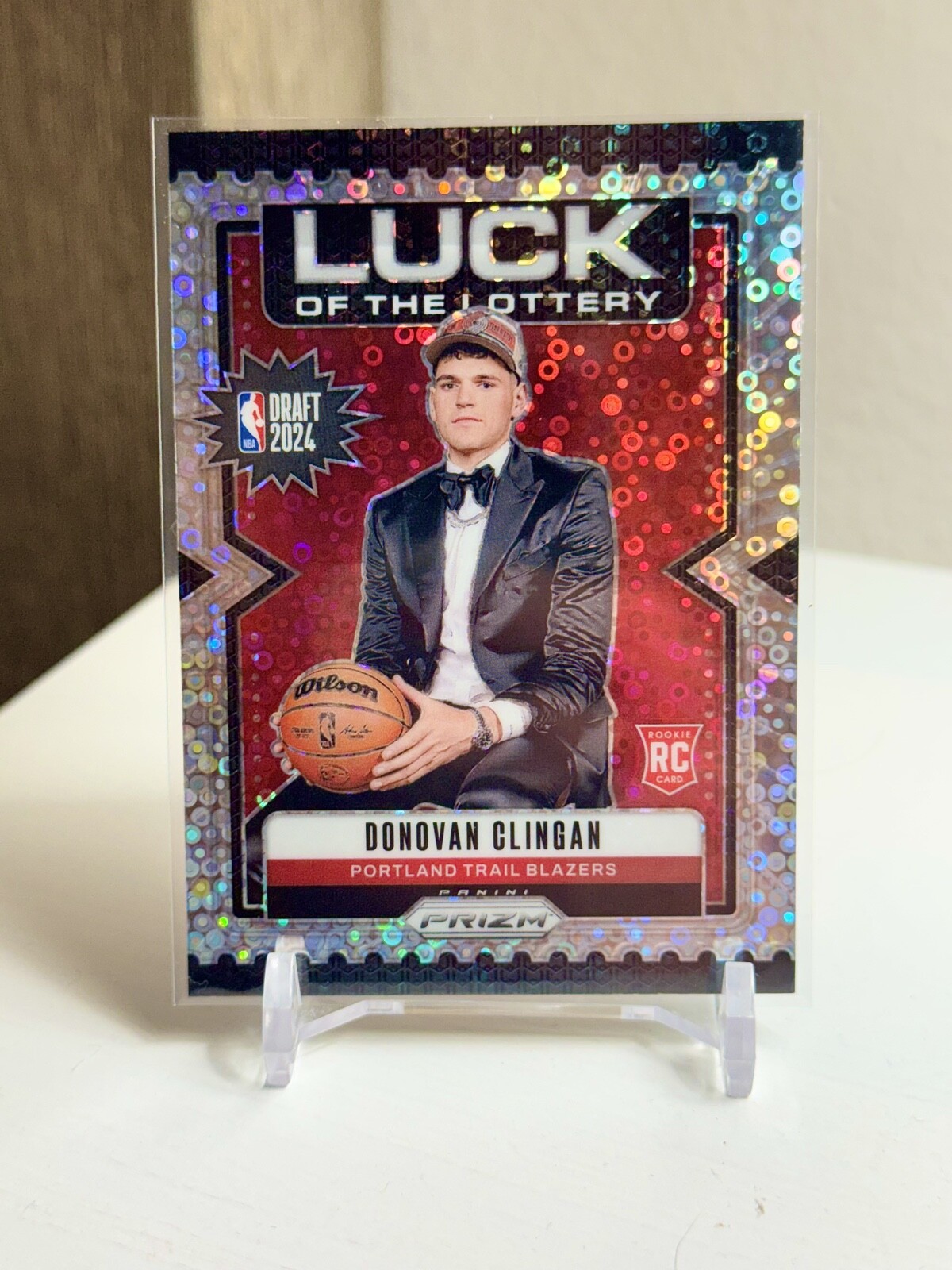 2024-25 Panini Prizm Luck of the Lottery Donovan Clingan #9 Fast Break Disco RC