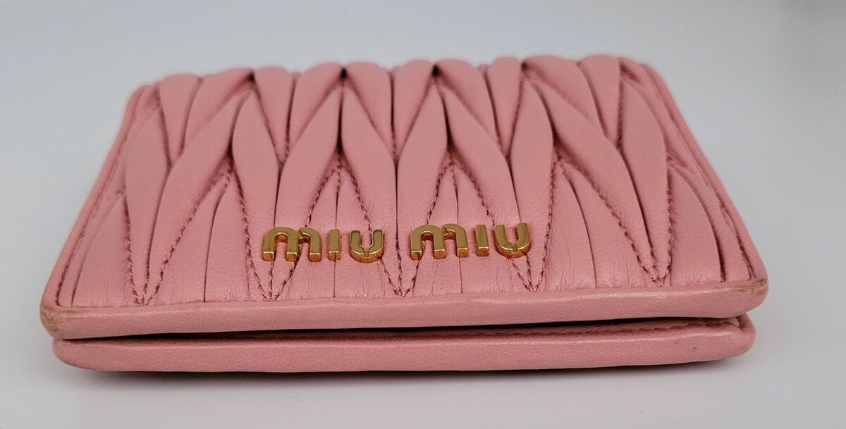 AUTH MIU MIU METALASSE NAPPA BI-FOLD FLAP COMPACT LEATHER AUTH MIU MIU METALASSE NAPPA BI-FOLD FLAP COMPACT LEATHER