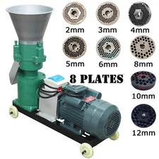 2,3,4,5,6,8,10,12mm Plates Animal Feed Pellet Mill Machine 220V 3Rollers 200kg/h
