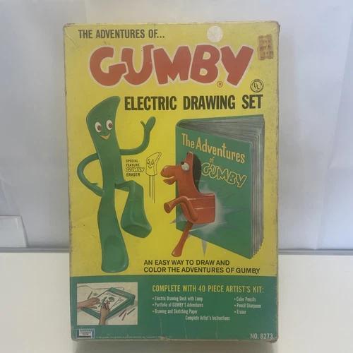 Vintage Adventures of Gumby Electric Drawing Light Desk Set 1966 Lakeside Toys