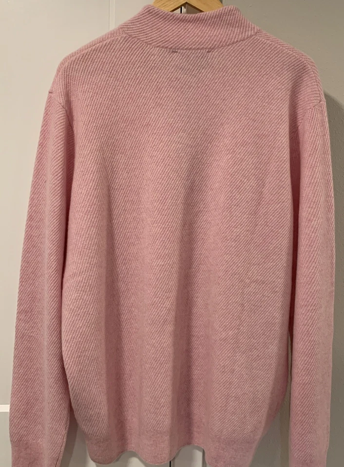 Vineyard Vines Cat Cay Cashmere 1/2 Zip Sweater Flamingo Pink Men’s XL $298 NWT - Image 3 of 4