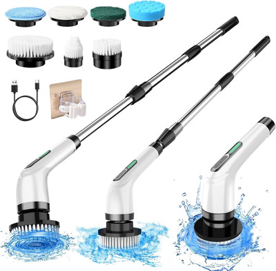 Electric Spin Scrubber with Dual Speed Cordless Cleaning Brush, IPX7 Waterproof 