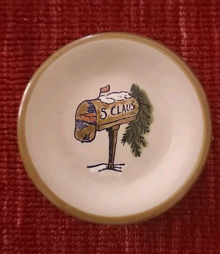 Rare Vintage Louisville Stoneware SANTA CLAUS Trinket Dish Coaster Kentucky 