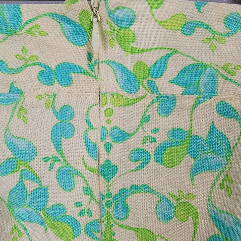 Saia lápis maçã gasto tamanho grande algodão costas zíper escondido amarelo verde - Imagem 3 de 4