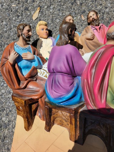Vintage 3-D LARGE Jesus The Last Supper Statue Wall Plaque / Standing Figurine - Picture 7 of 23